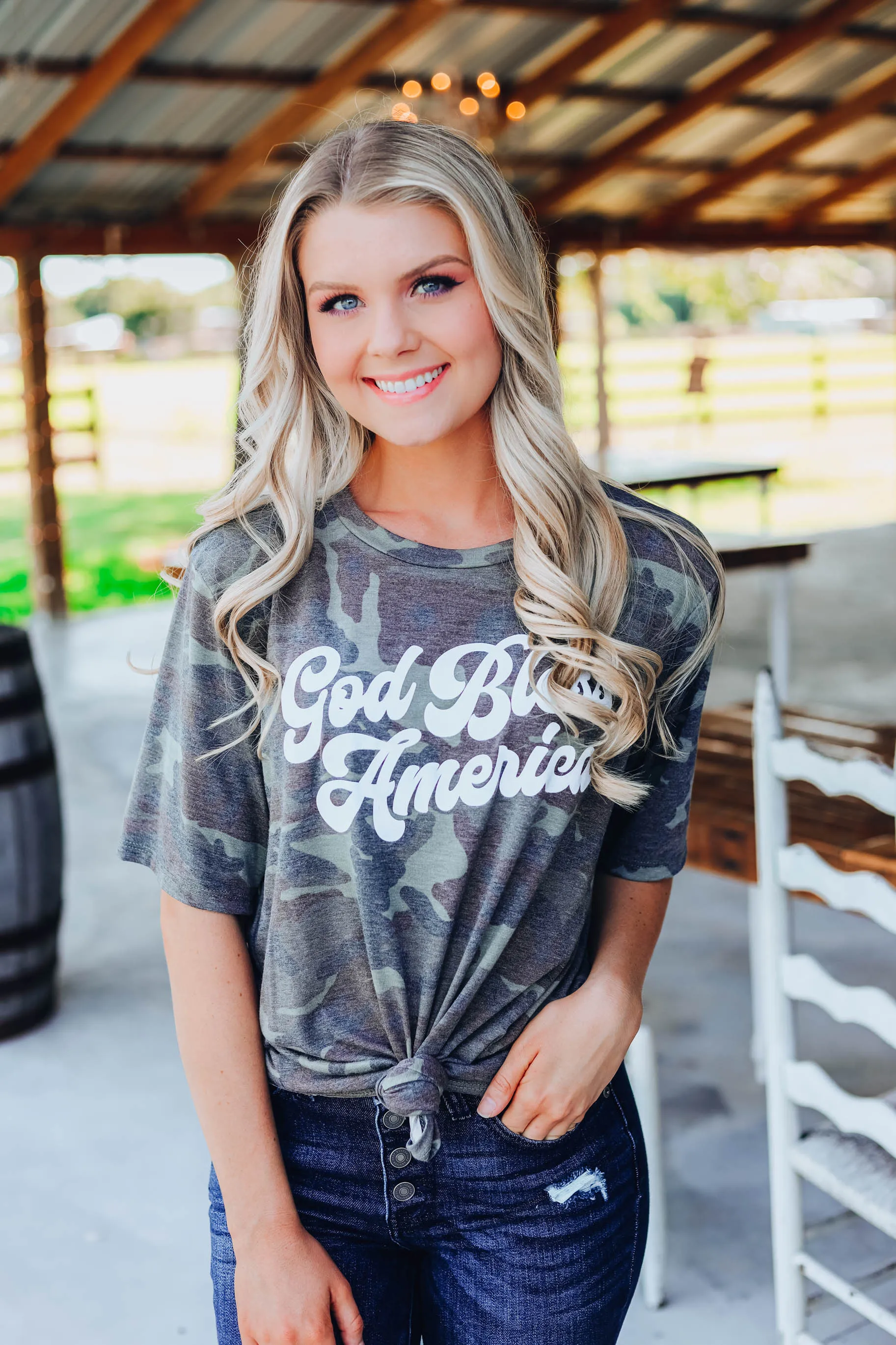 God Bless America Camo Graphic Tee