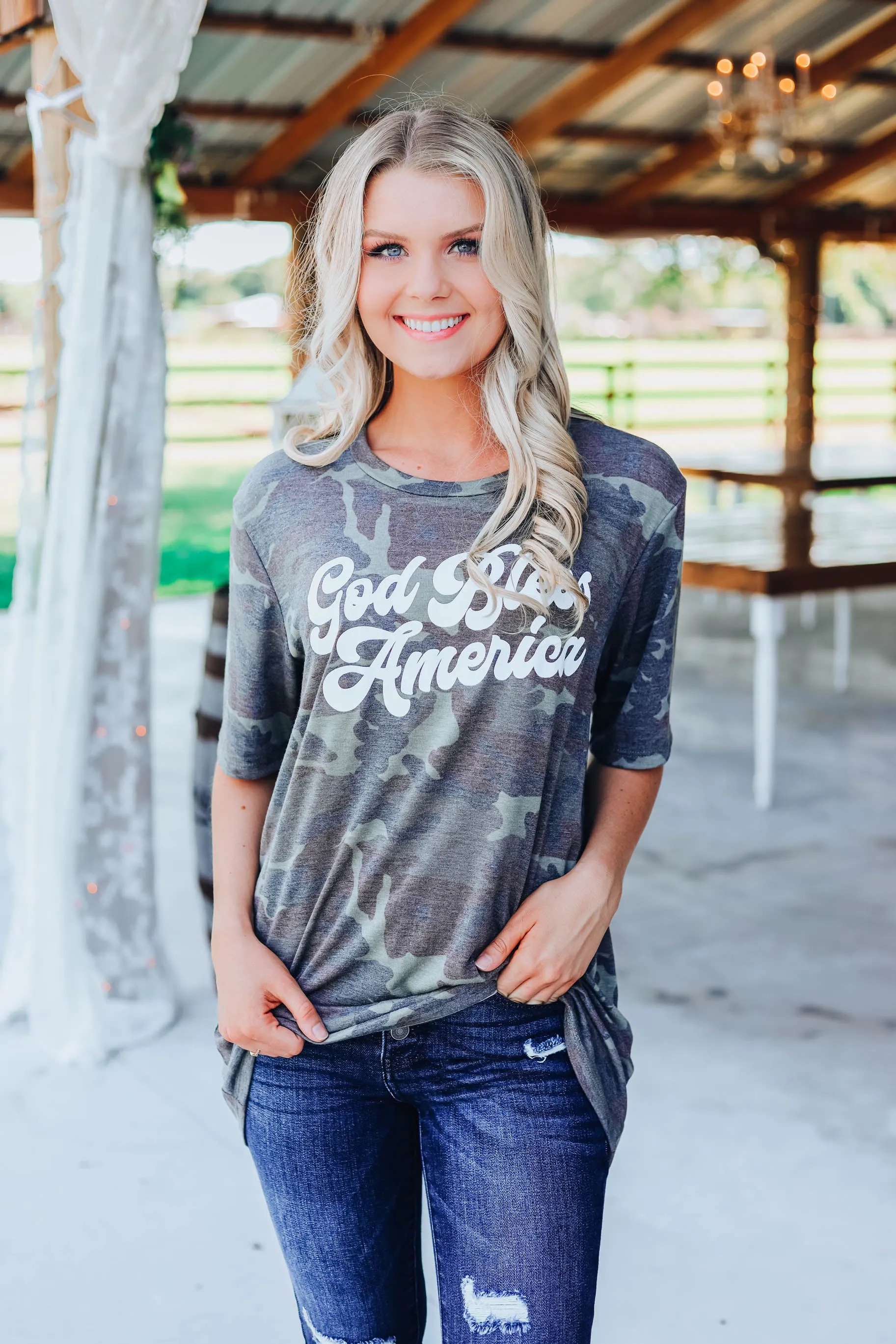 God Bless America Camo Graphic Tee