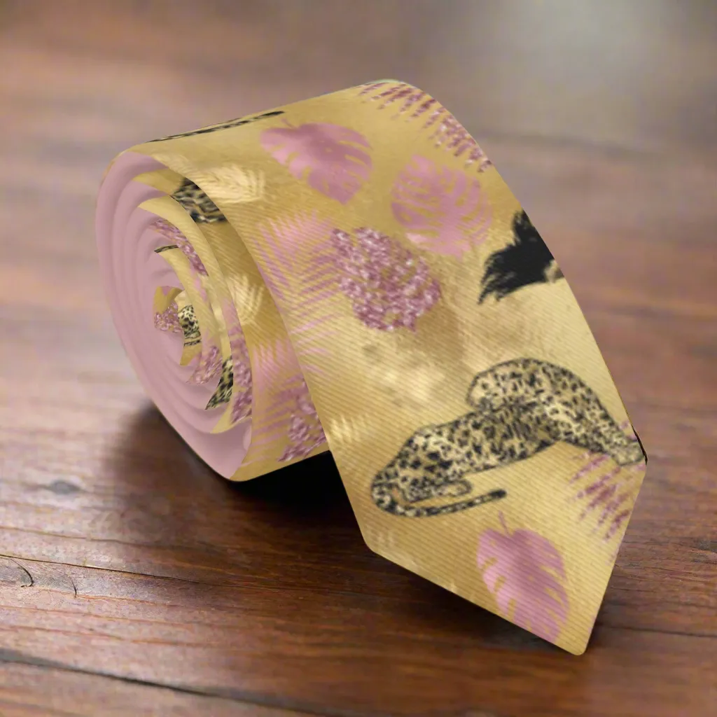 Gold Leopard Pattern Necktie