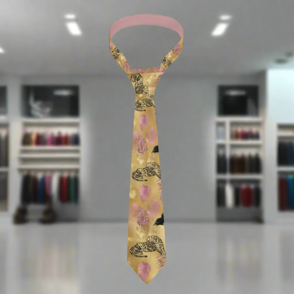 Gold Leopard Pattern Necktie