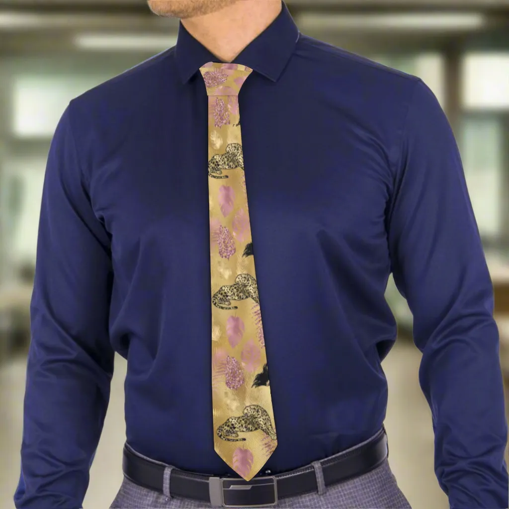 Gold Leopard Pattern Necktie