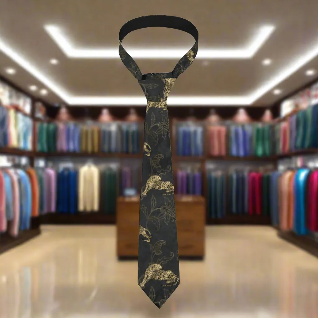 Gold Leopard Pattern Necktie