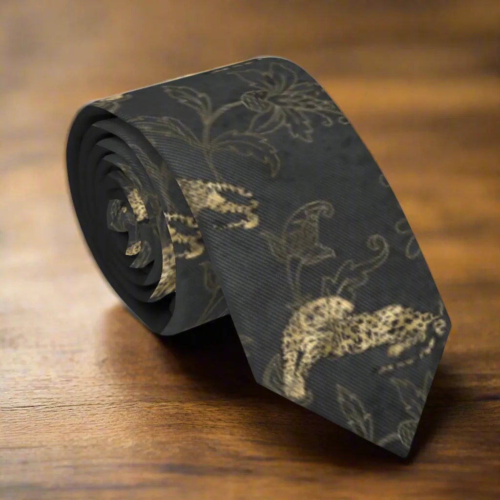 Gold Leopard Pattern Necktie