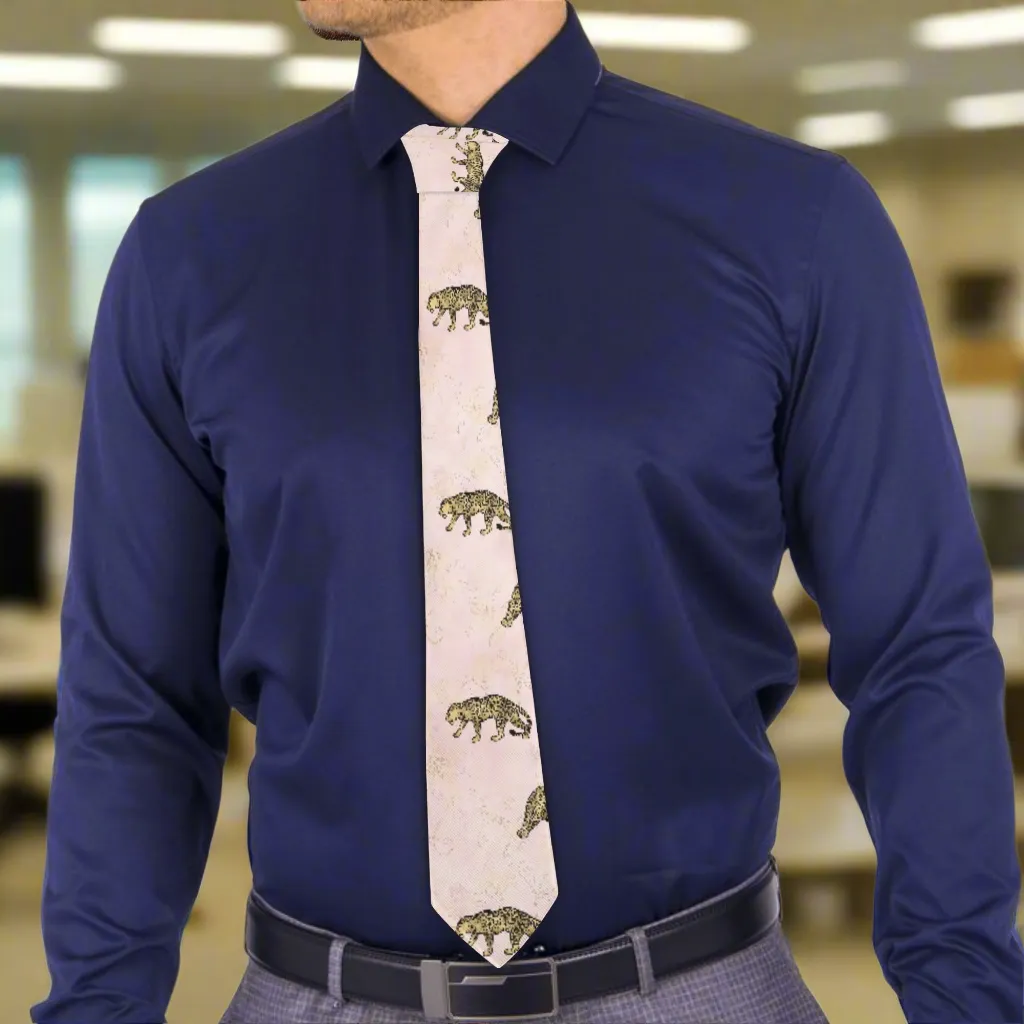 Gold Leopard Pattern Necktie