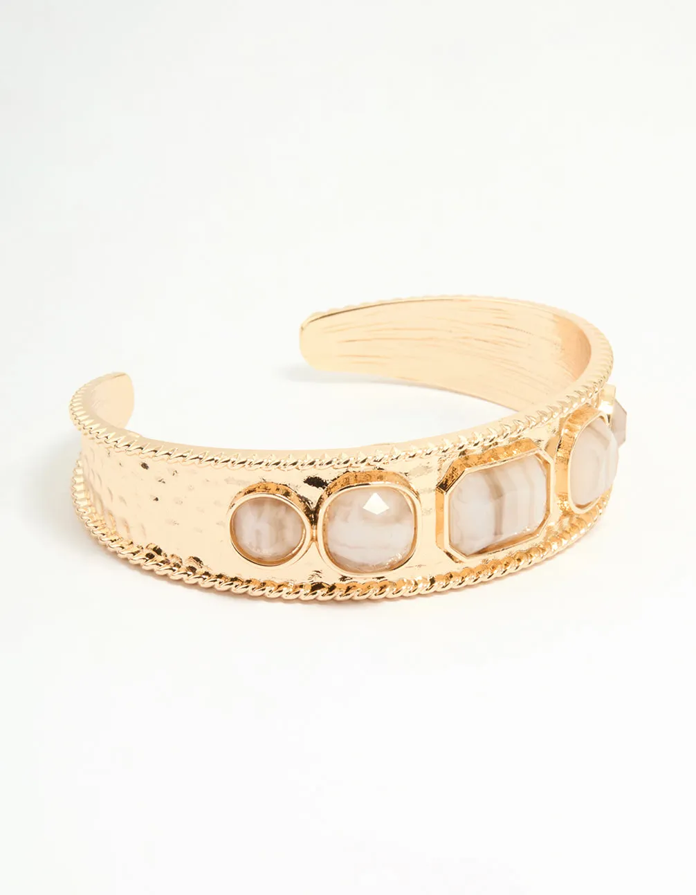Gold Natural Stone Wrist Cuff