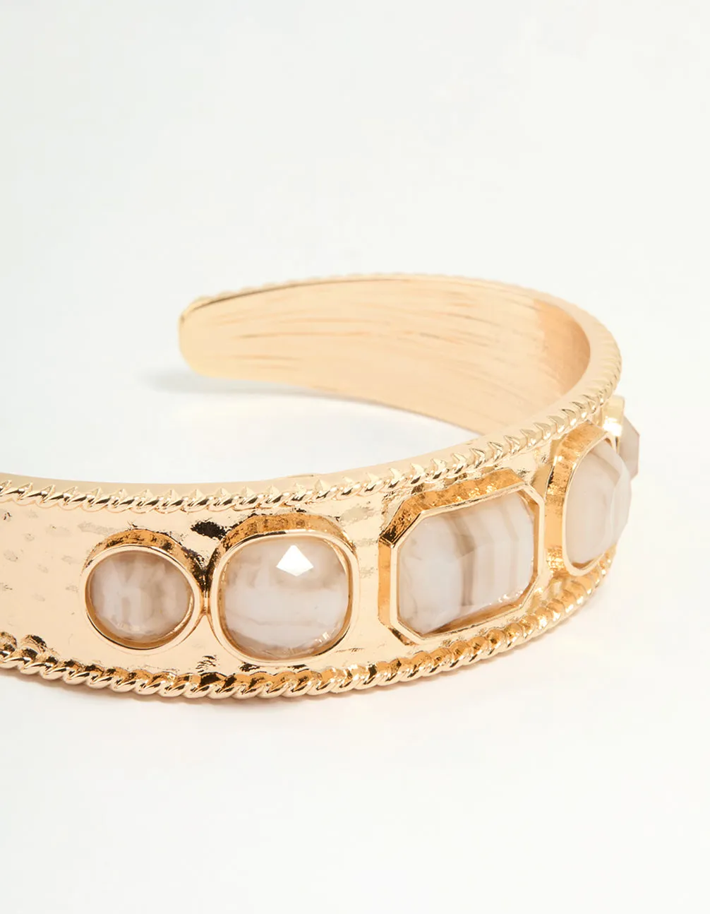 Gold Natural Stone Wrist Cuff