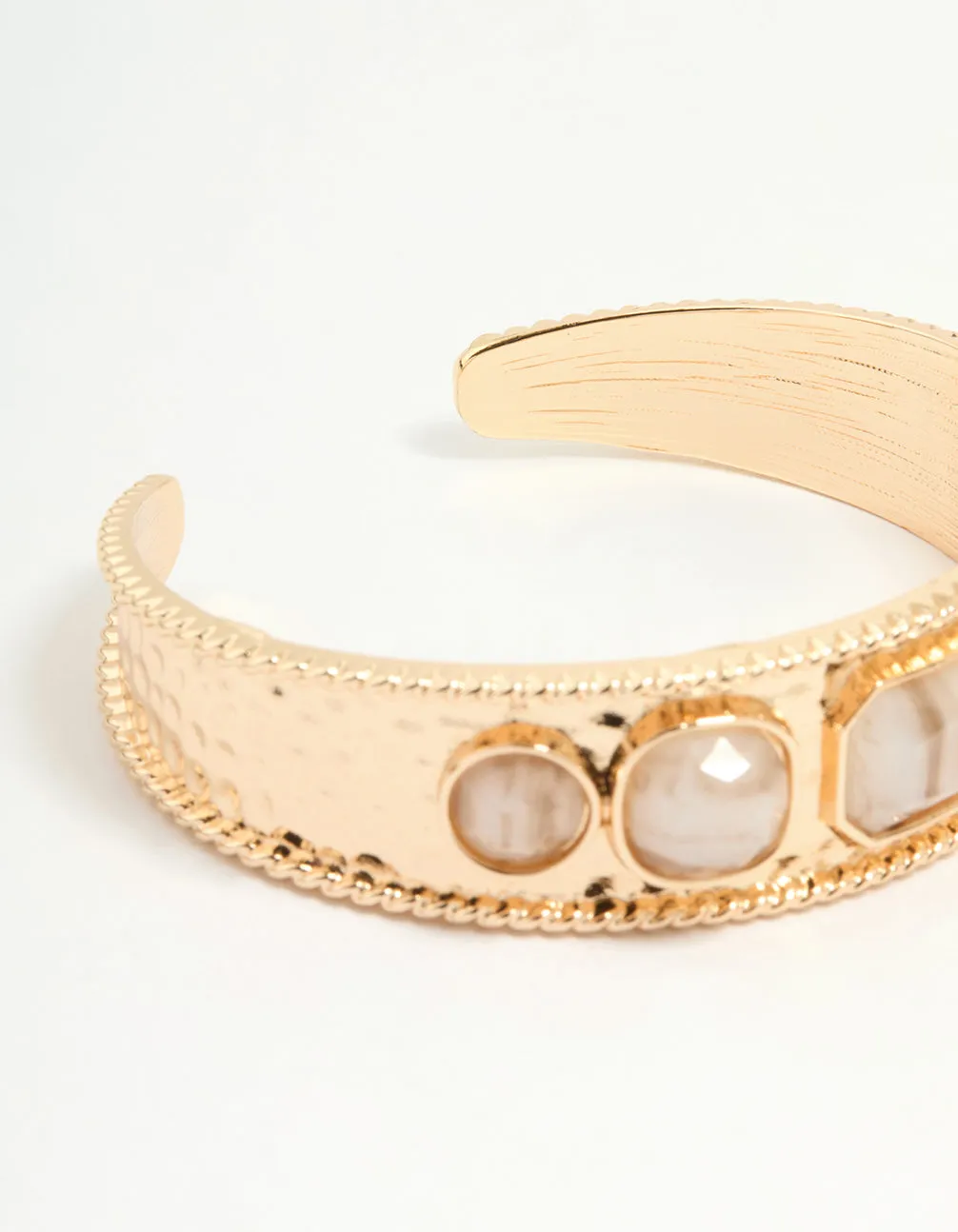 Gold Natural Stone Wrist Cuff
