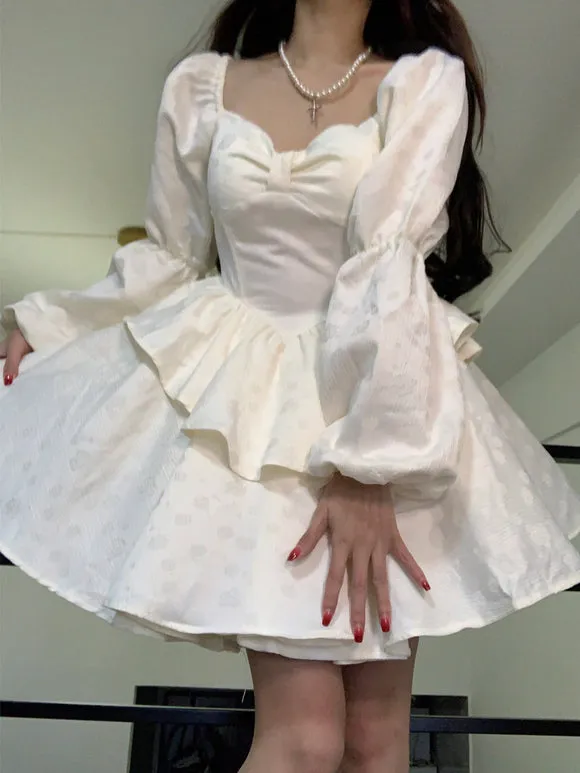 Gothic Lolita Dresses Ruffles Tiered Black Ecru White