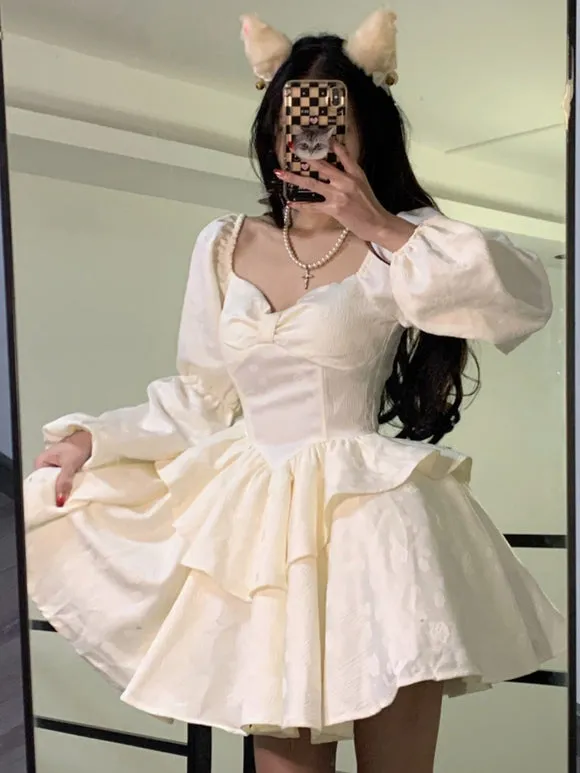 Gothic Lolita Dresses Ruffles Tiered Black Ecru White