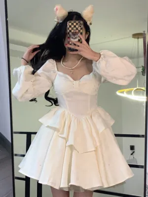 Gothic Lolita Dresses Ruffles Tiered Black Ecru White