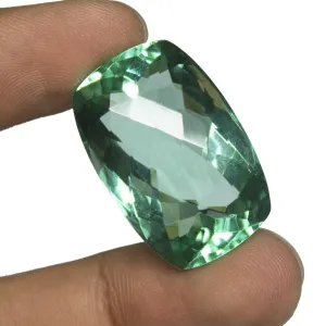Green Fluorite Quartz Cushion Checker Cut Loose Gemstone, 30x20x14mm, 53ct aprrox