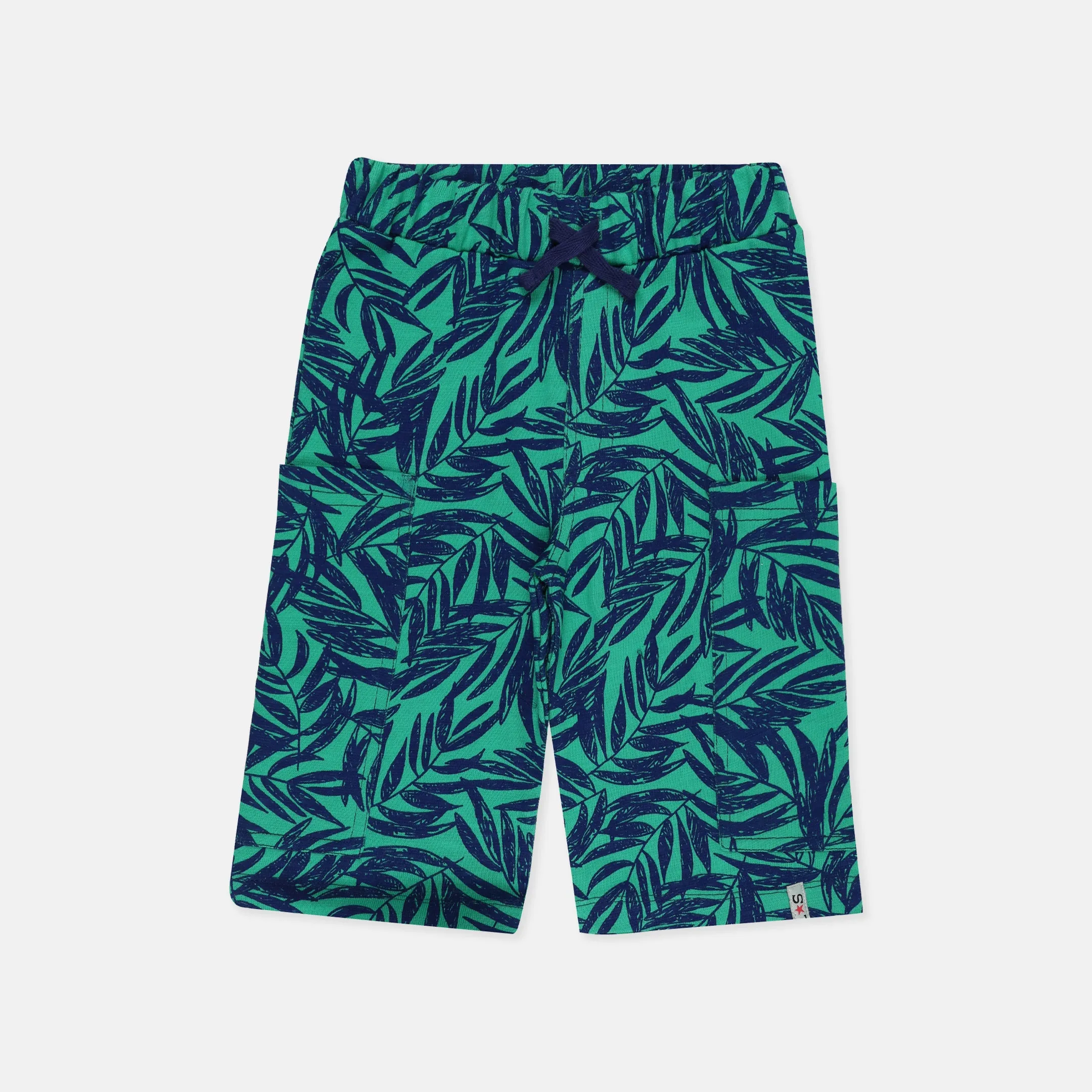 Green Palm Print Shorts