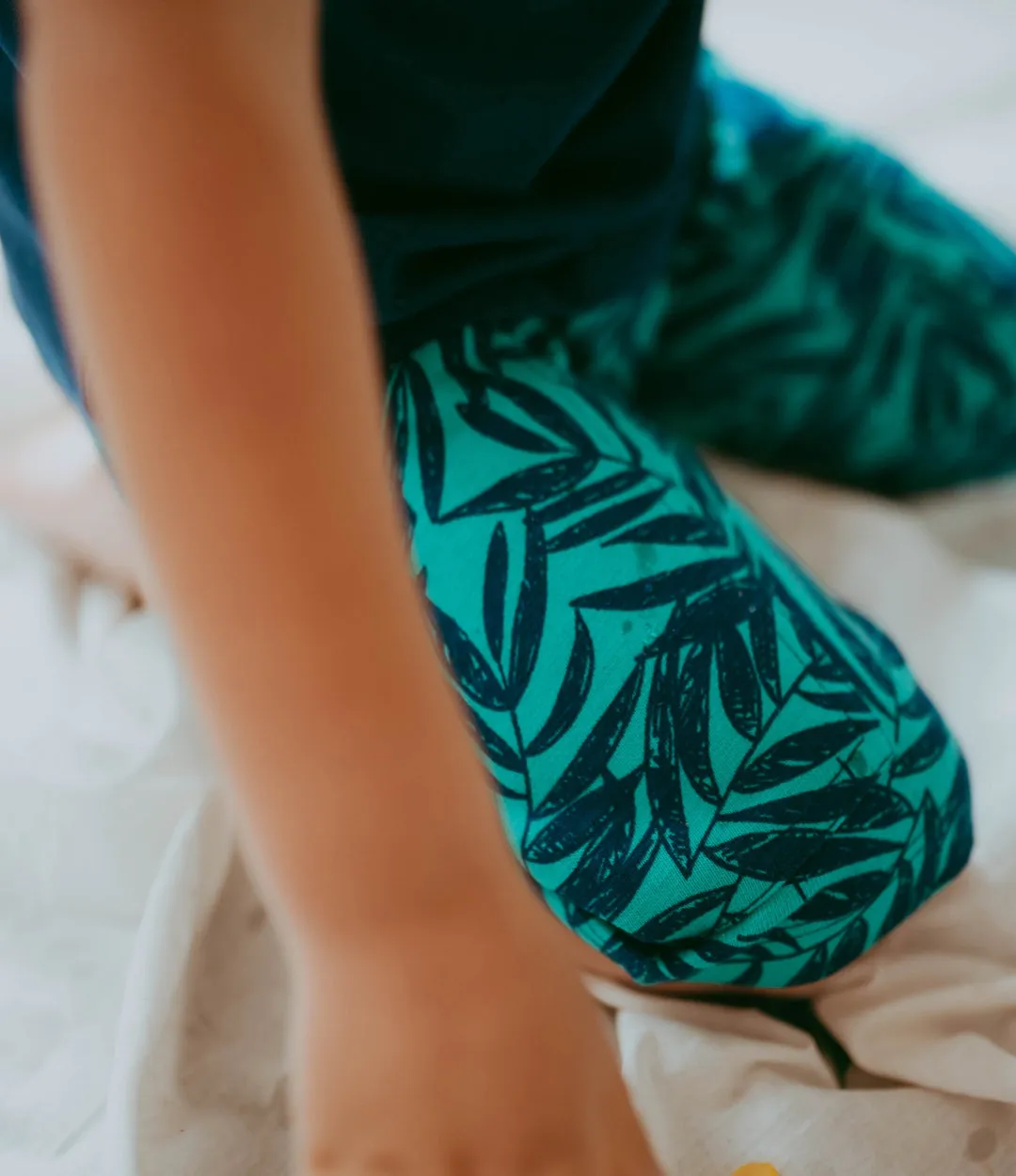 Green Palm Print Shorts