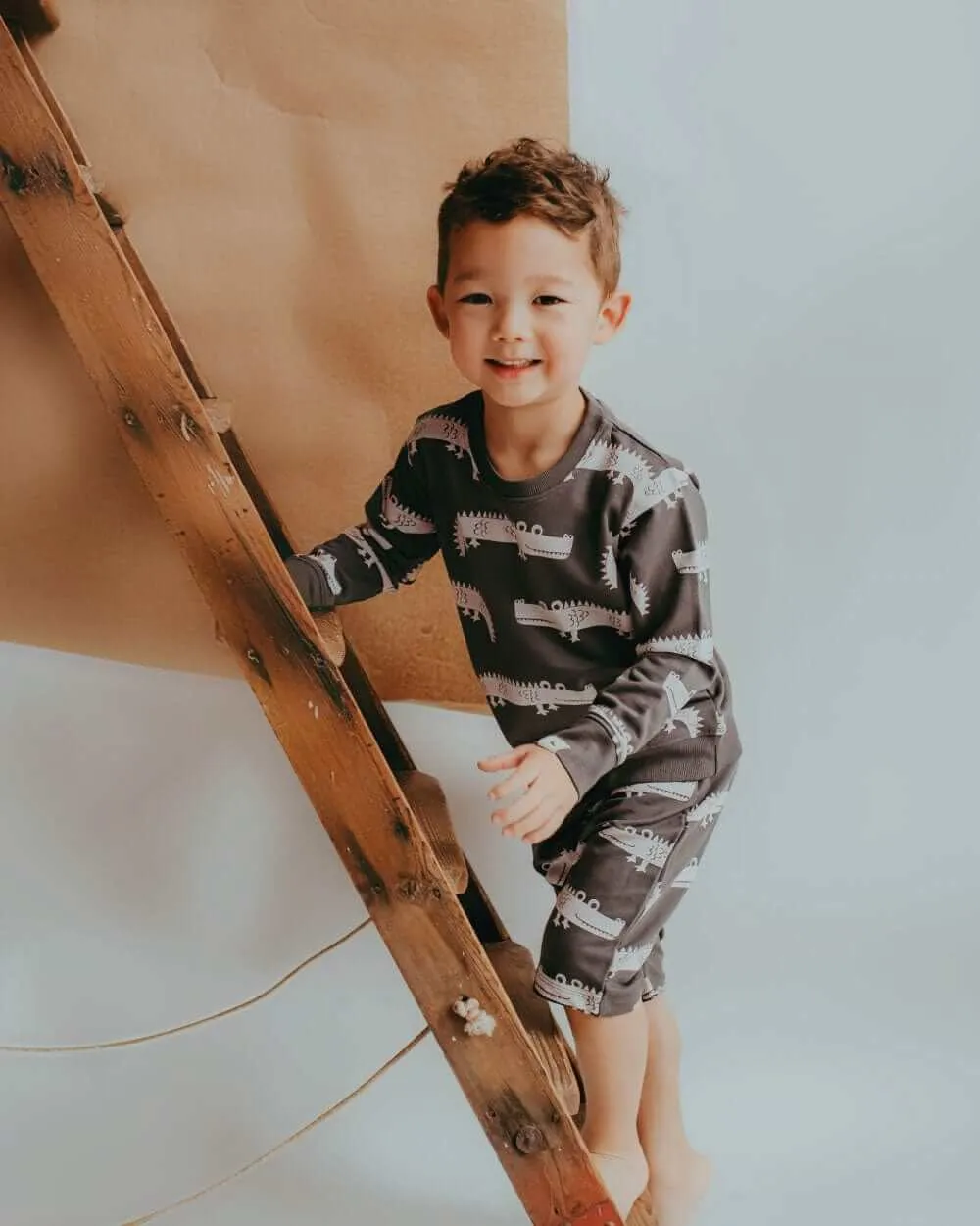 Grey Crocodile Print Shorts