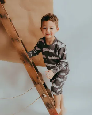 Grey Crocodile Print Shorts