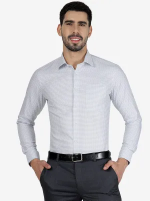 Grey Printed Slim Fit Formal Shirt | JadeBlue
