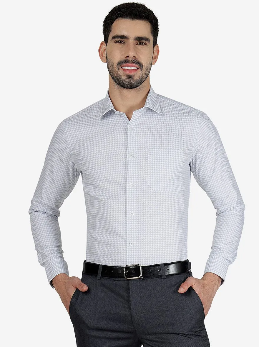 Grey Printed Slim Fit Formal Shirt | JadeBlue