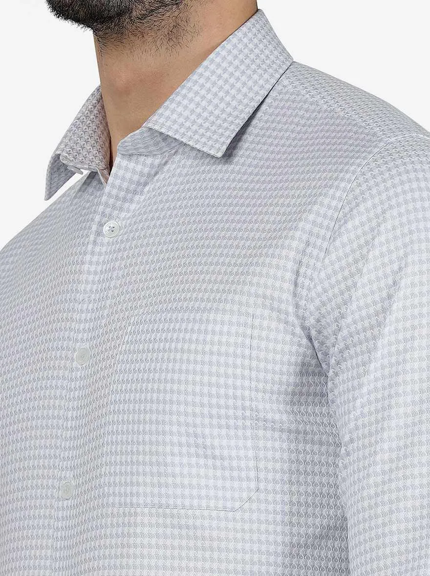 Grey Printed Slim Fit Formal Shirt | JadeBlue