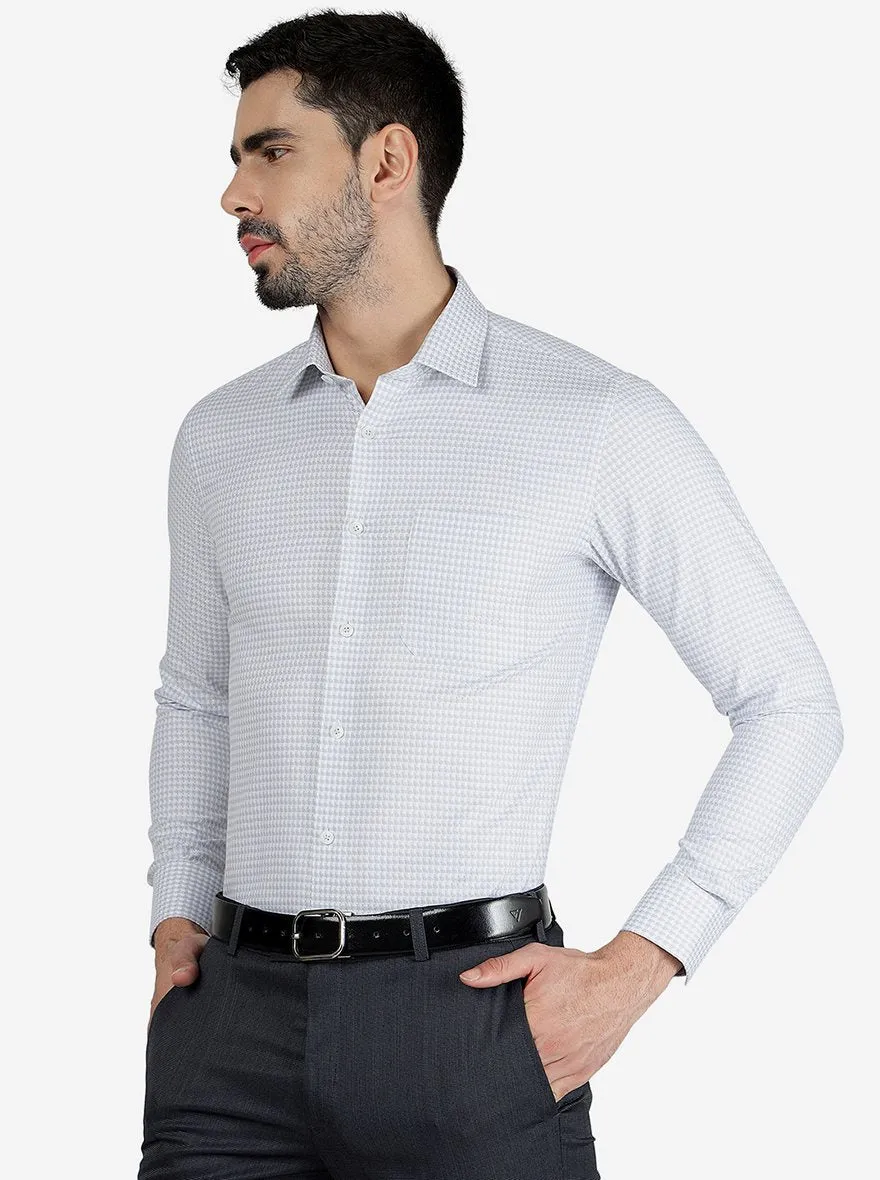 Grey Printed Slim Fit Formal Shirt | JadeBlue