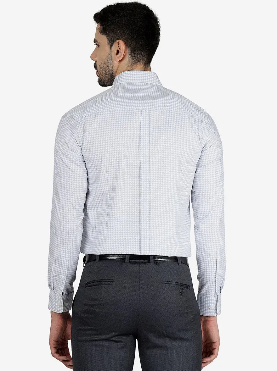 Grey Printed Slim Fit Formal Shirt | JadeBlue