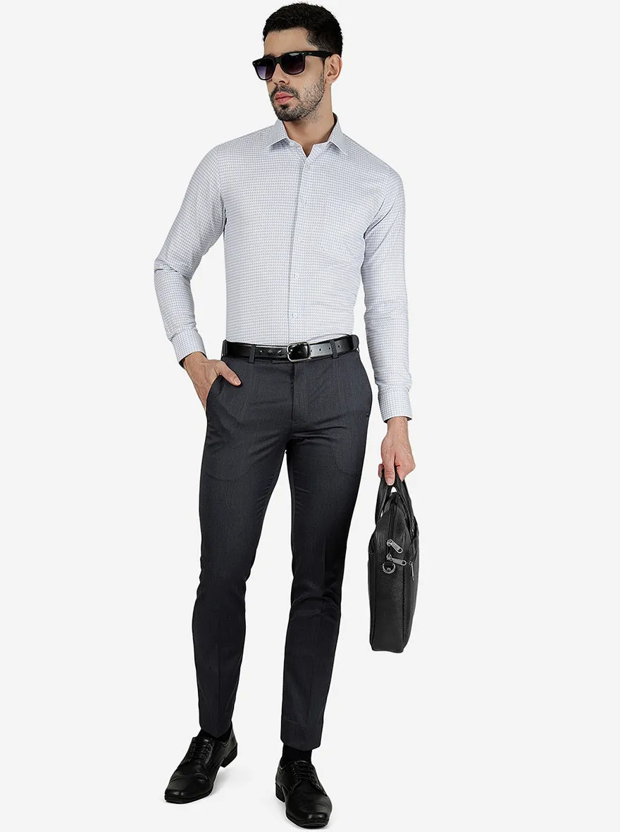 Grey Printed Slim Fit Formal Shirt | JadeBlue