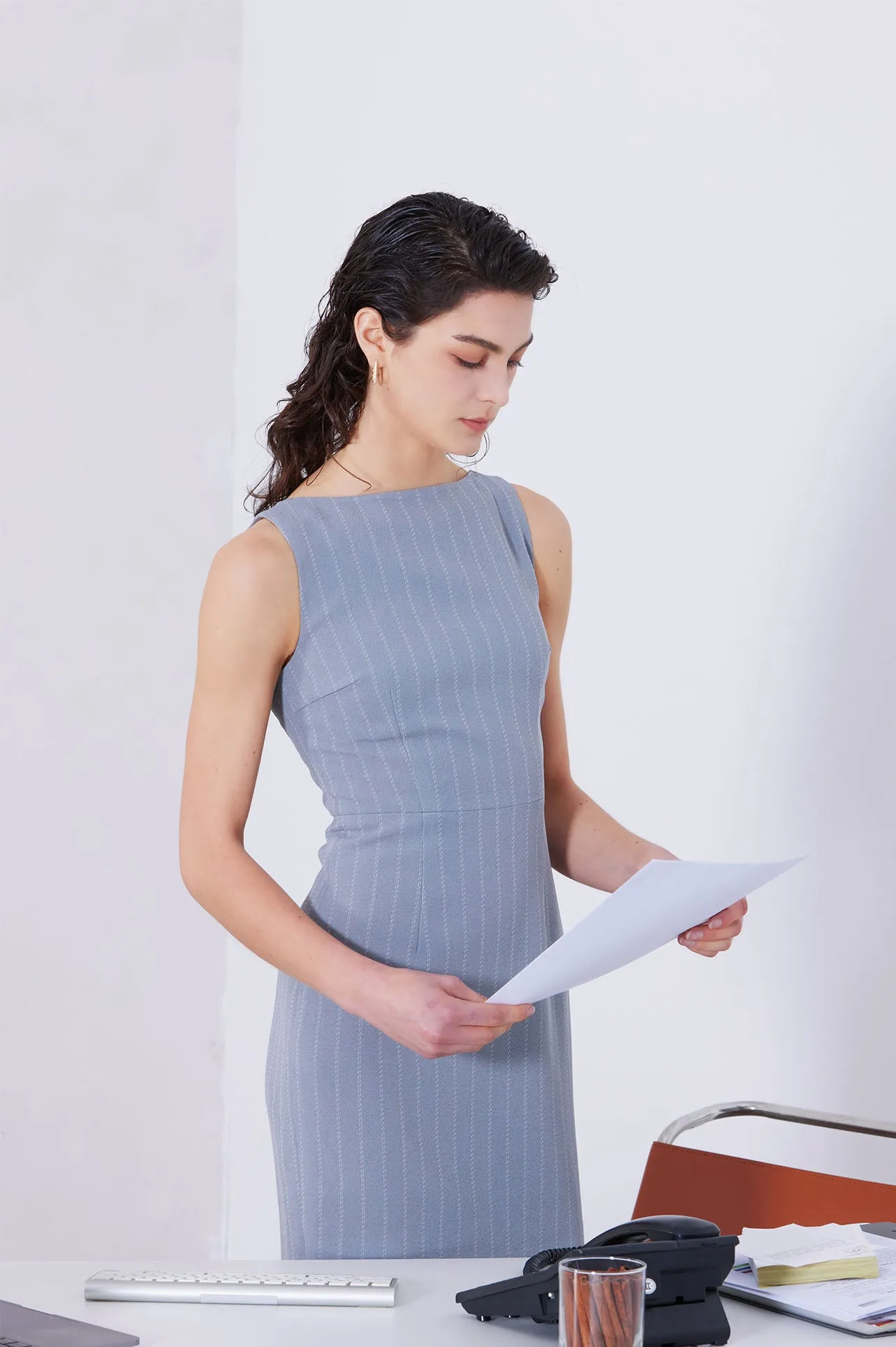 GREY STRIPED DRESS
