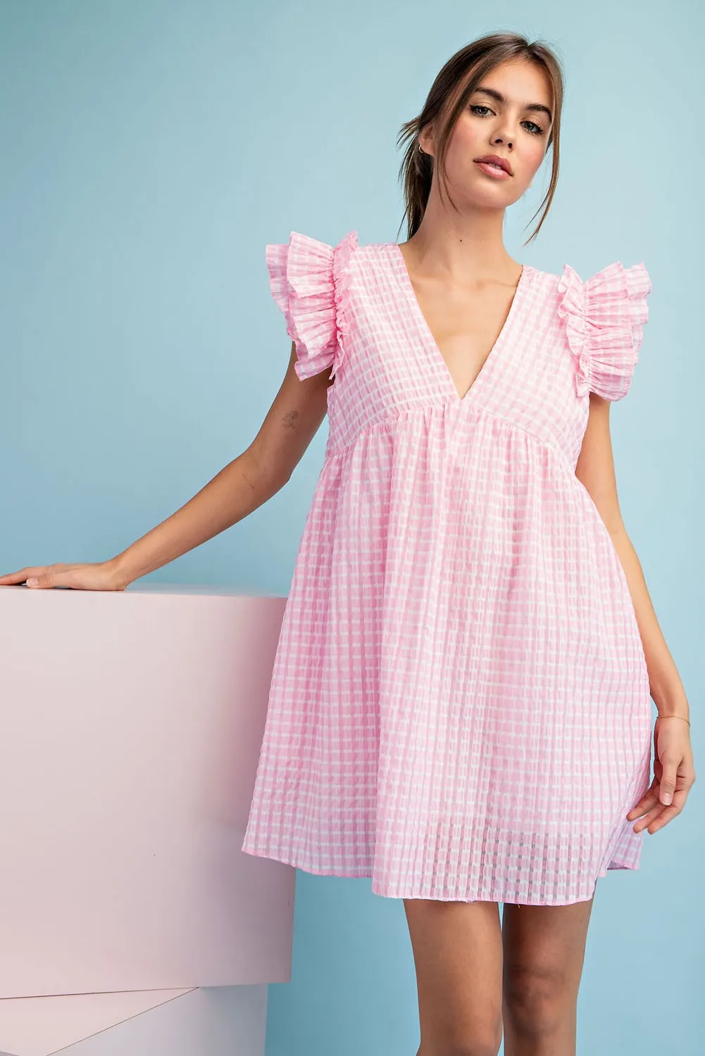 HARLYN RUFFLED SLEEVE MINI DRESS