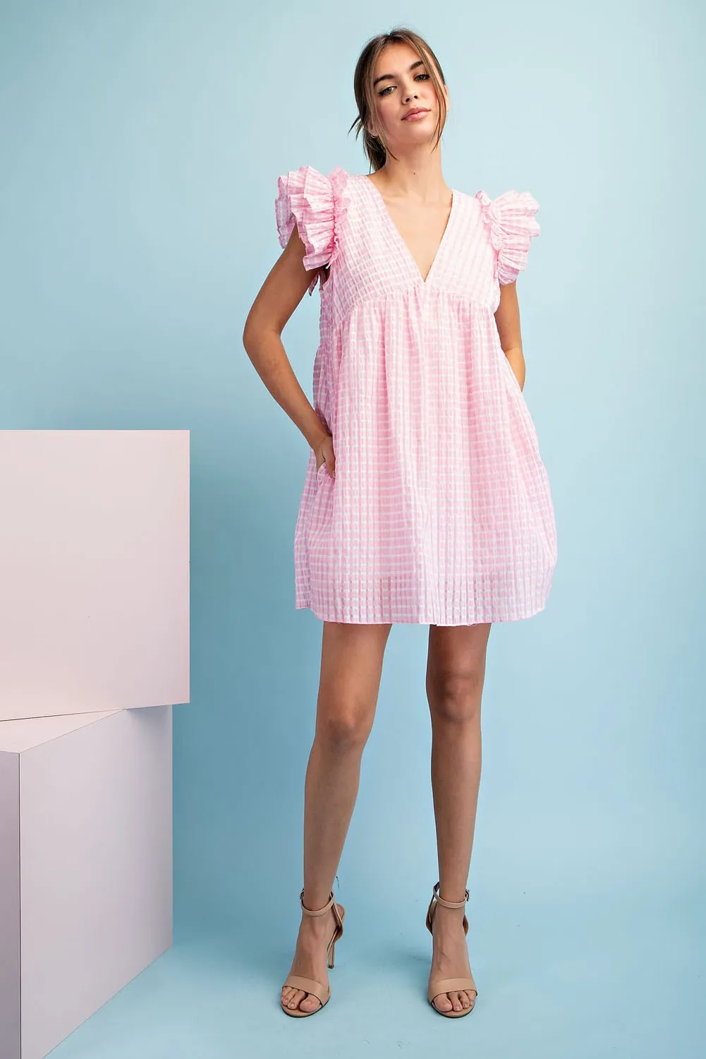 HARLYN RUFFLED SLEEVE MINI DRESS