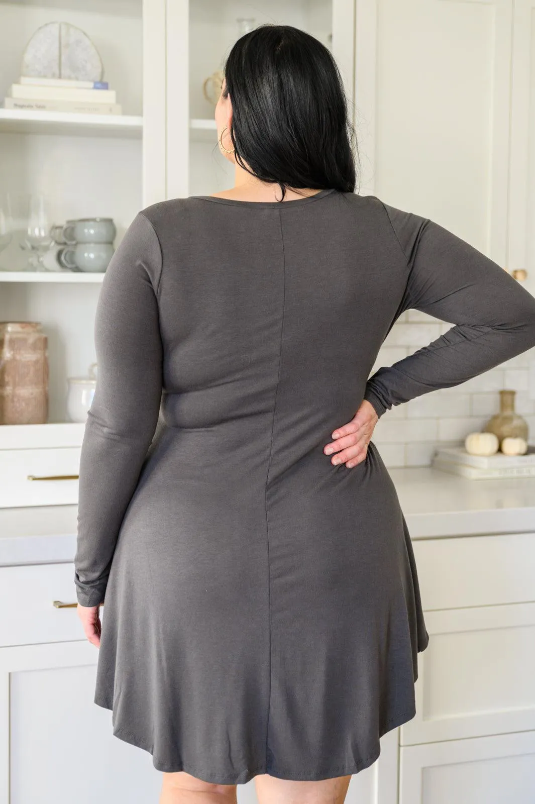 Hazel Blues® | Long Sleeve Button Down Dress In Ash Gray