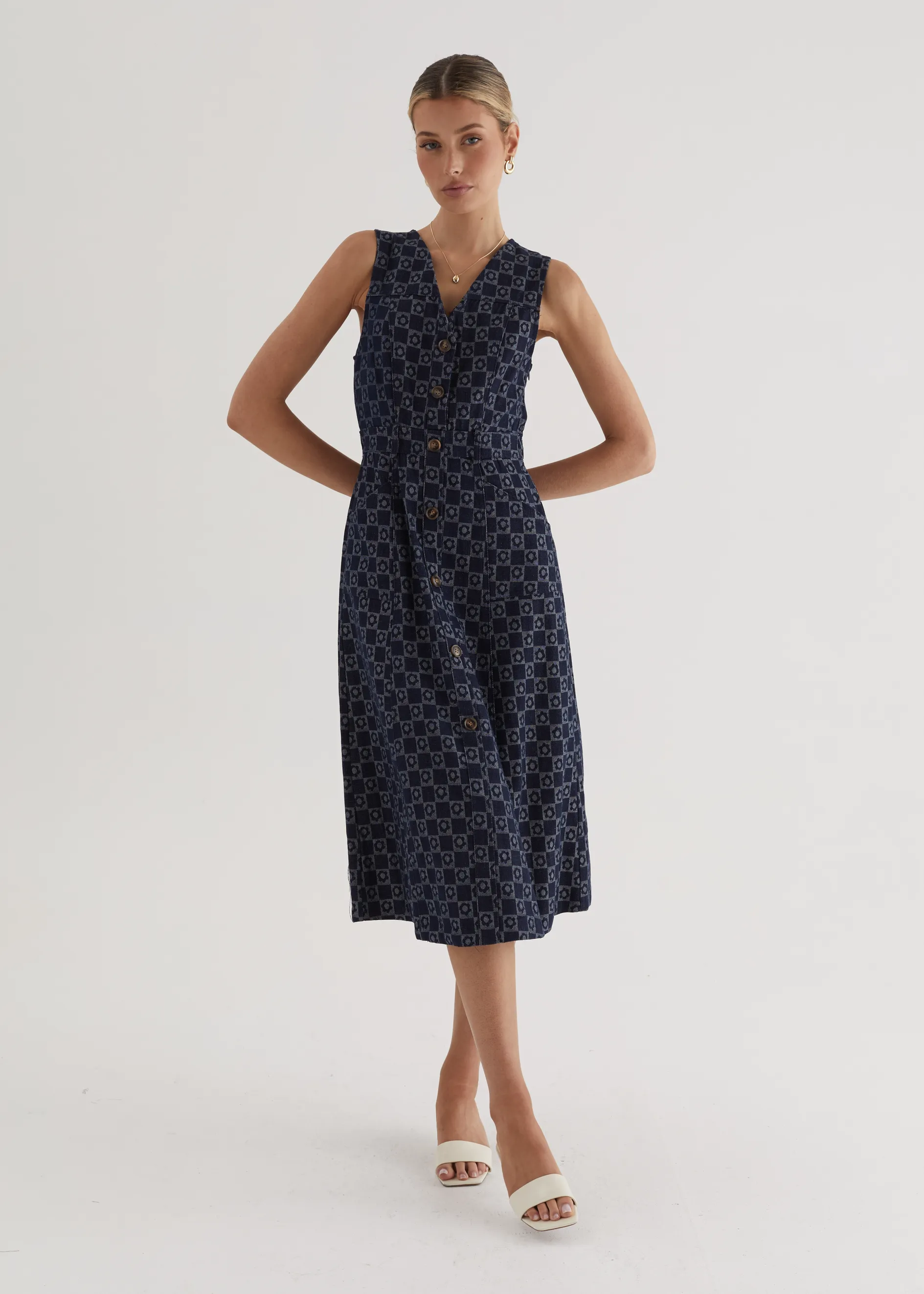 Hazel Midi Dress - Indigo