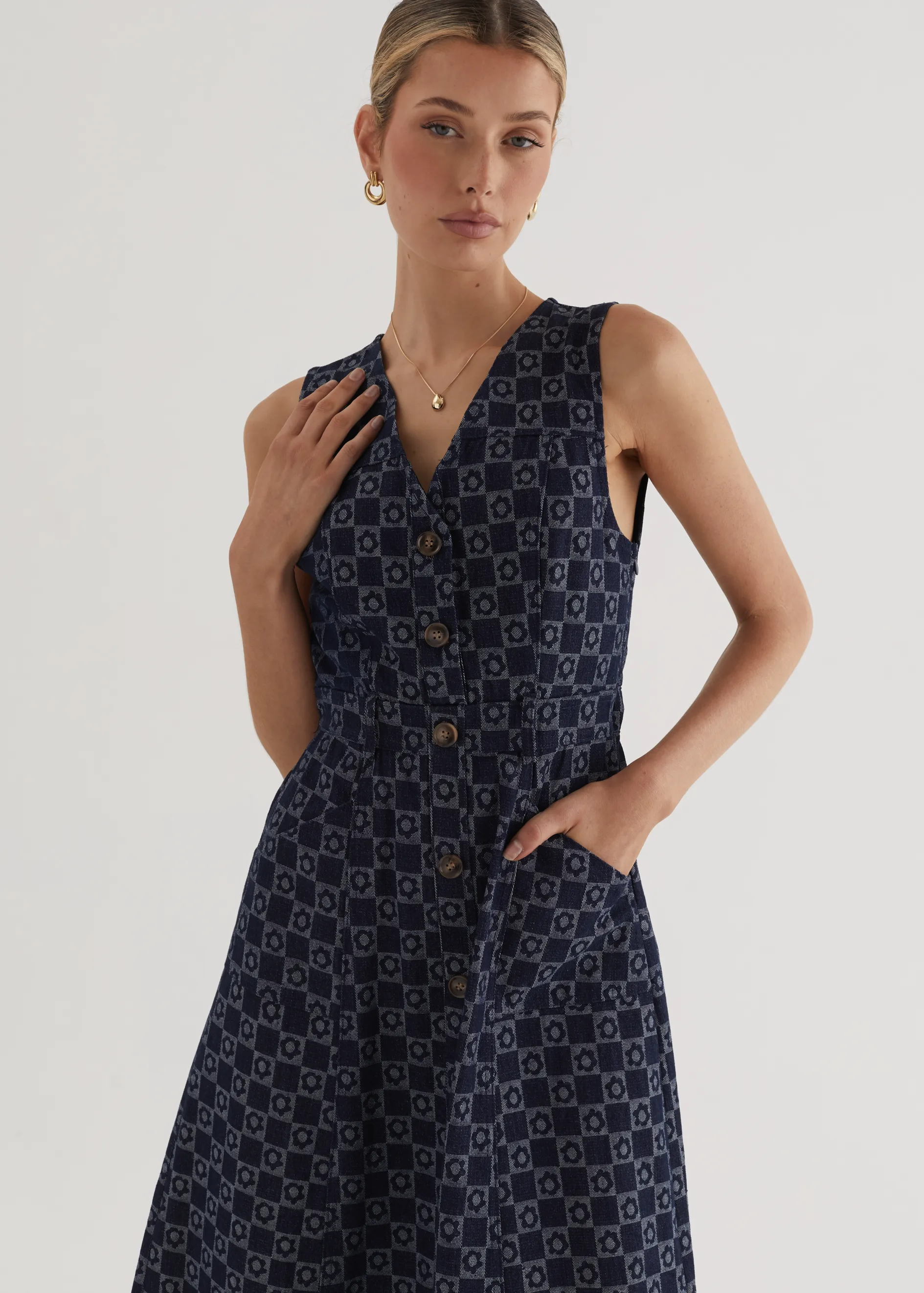 Hazel Midi Dress - Indigo