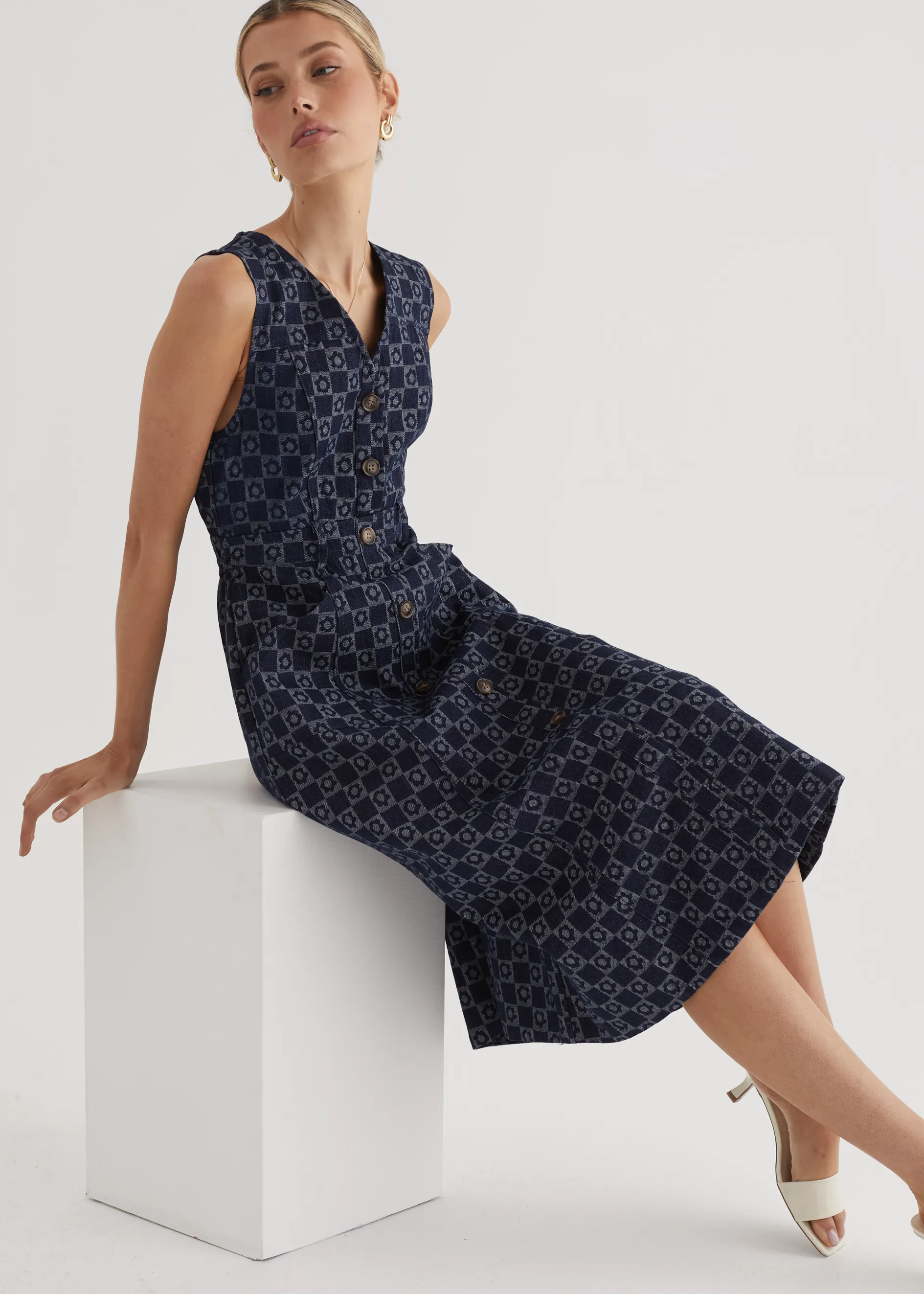 Hazel Midi Dress - Indigo