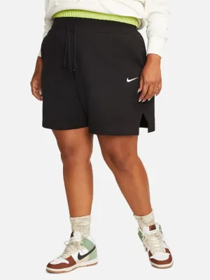 High-Waisted Loose-Fit Plus Size Shorts - Black