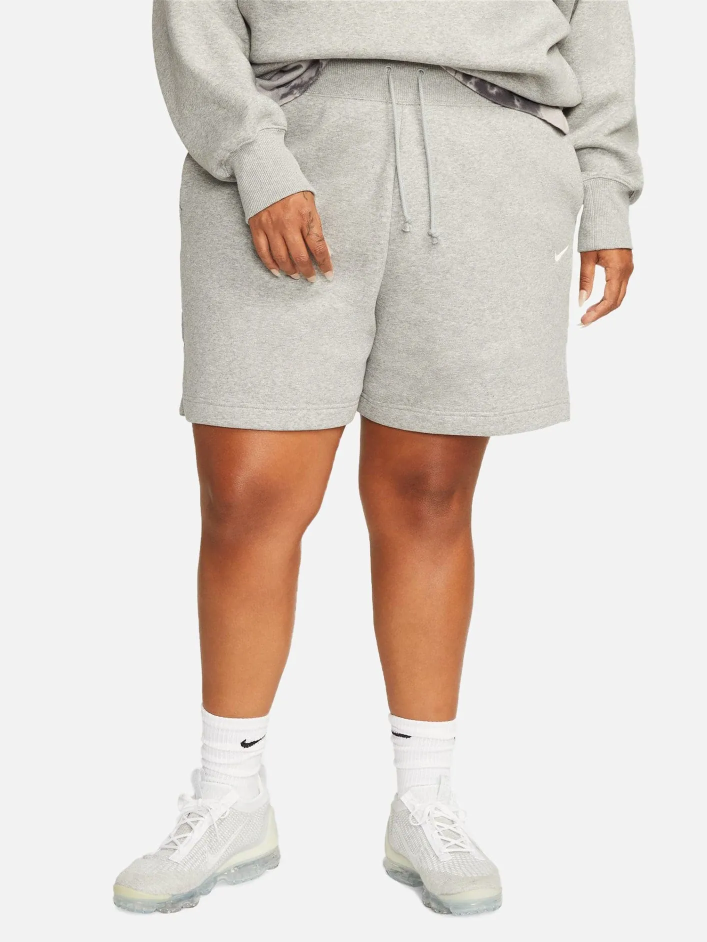 High-Waisted Loose-Fit Plus Size Shorts - Grey