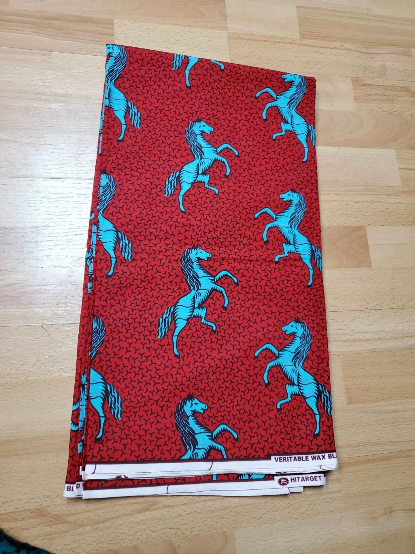 Horse Printed Design Original Ghana Fabrics - Red Color