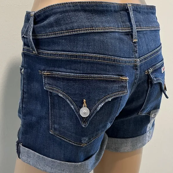 Hudson Croxley Mid Thigh Blue Denim Rolled Cuff Short  Size 26. NWT