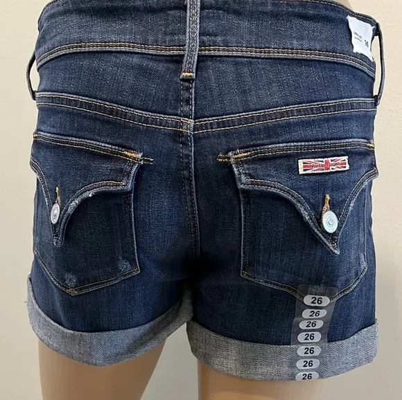 Hudson Croxley Mid Thigh Blue Denim Rolled Cuff Short  Size 26. NWT