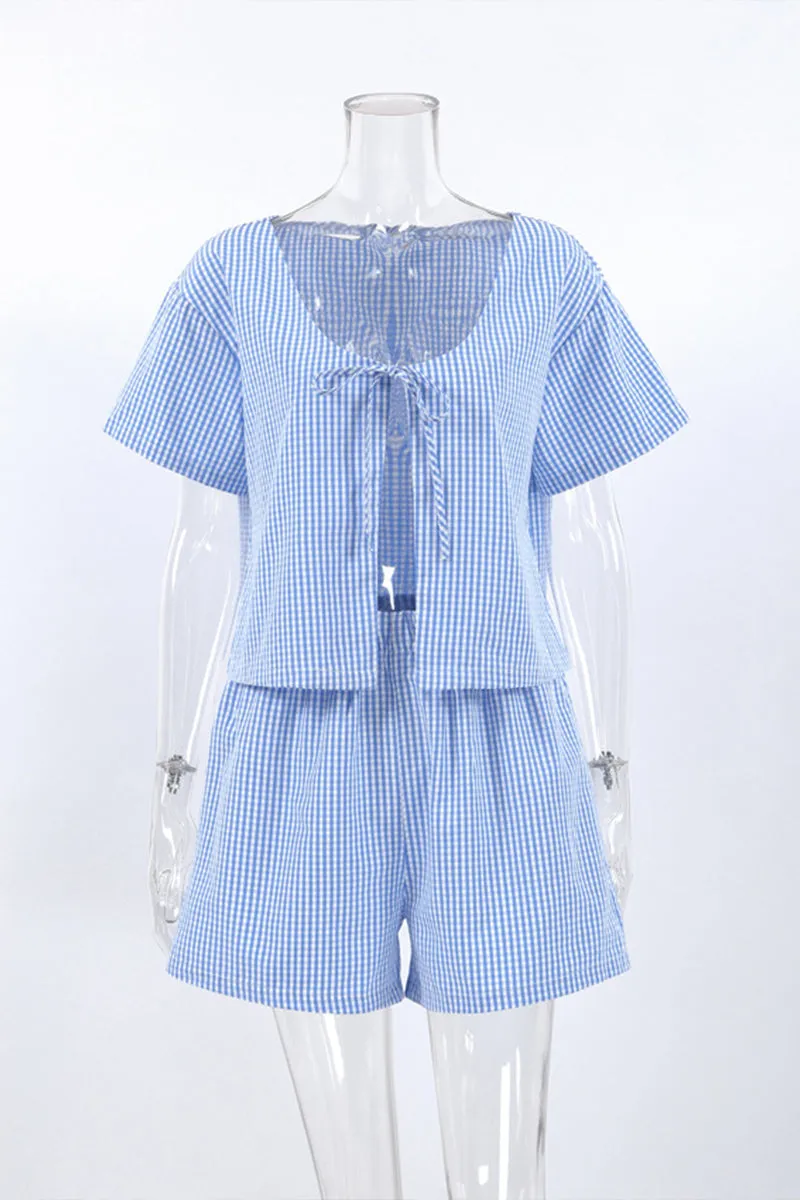 HUP1116 Checkered Top & Shorts Set