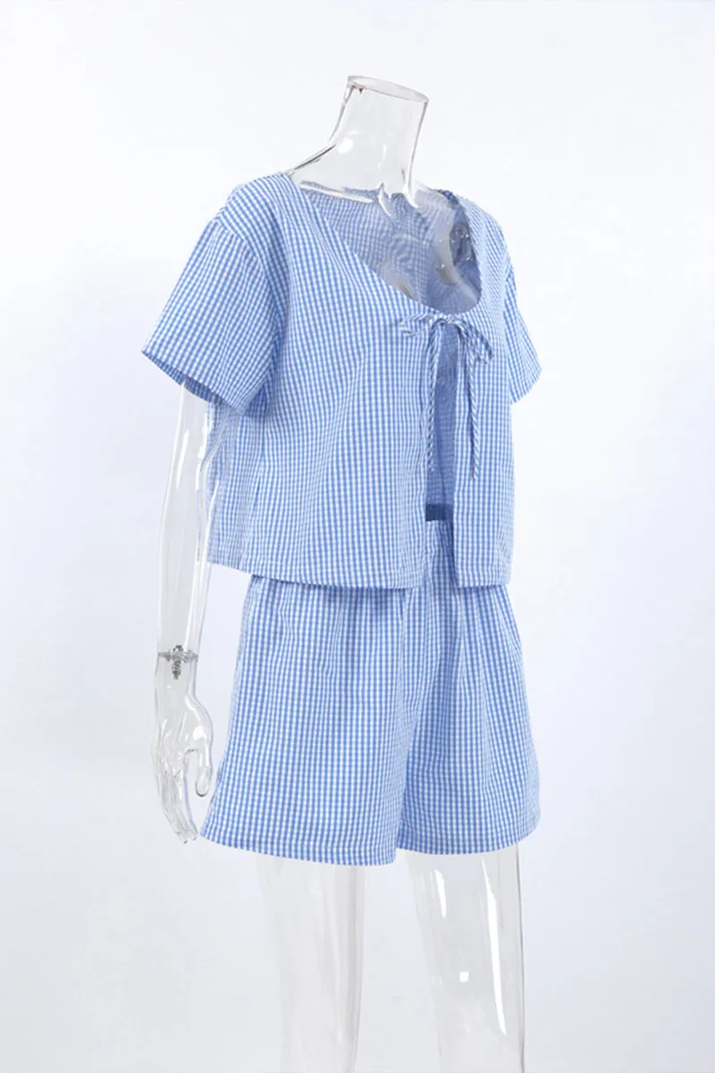 HUP1116 Checkered Top & Shorts Set