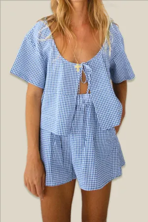 HUP1116 Checkered Top & Shorts Set