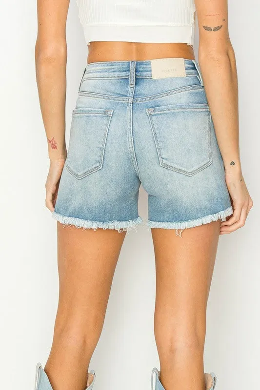 Hybrid Fabric Natural Distressed Jean Shorts L-XL