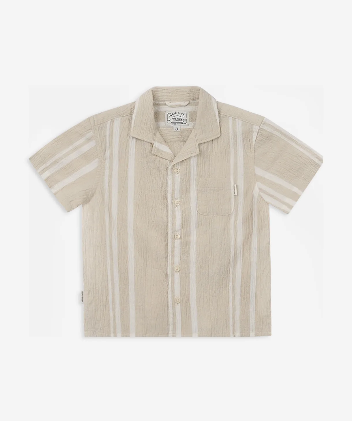 Indie Striped Magna Ss Shirt - Sand/Ecru