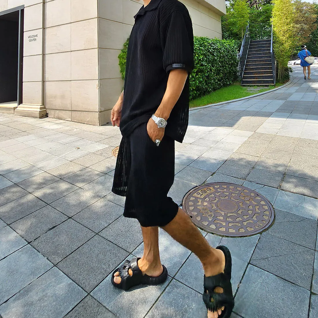 INSTOCK-Casual sweater suit loose short-sleeved T-shirt shorts