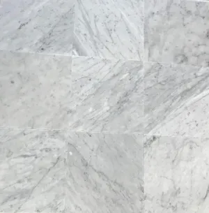 Italian Carrara White (Bianco Carrara) Marble 12" X 12" Field Tile, Polished - A6 (Lot of264 pcs. (264 sq. ft.)