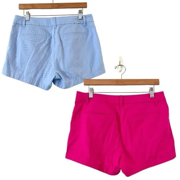 J. Crew 3” Classic Chino Shorts Bundle in Radiant Fuschia &amp; Pale Chambray Size 6