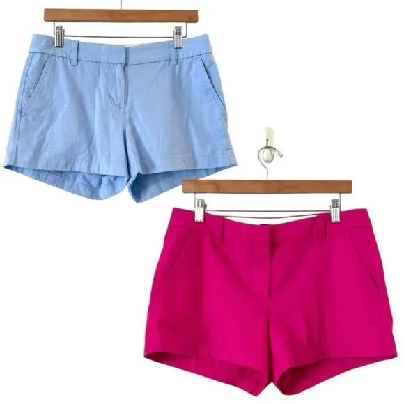 J. Crew 3” Classic Chino Shorts Bundle in Radiant Fuschia &amp; Pale Chambray Size 6