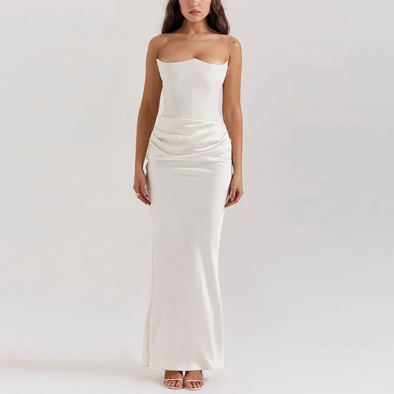 JazzHer Sexy Patchwork Strapless Long Dress Women Slim Sleeveless Backless Hip Package Mermaid Party Dresses Lady New Party Evening Gown