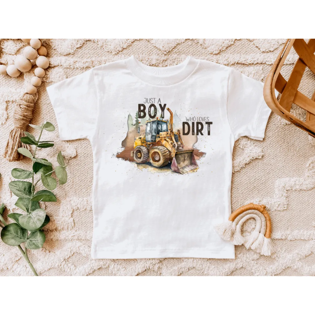 Just a Boy Who Loves Dirt Kids Tee Shirt