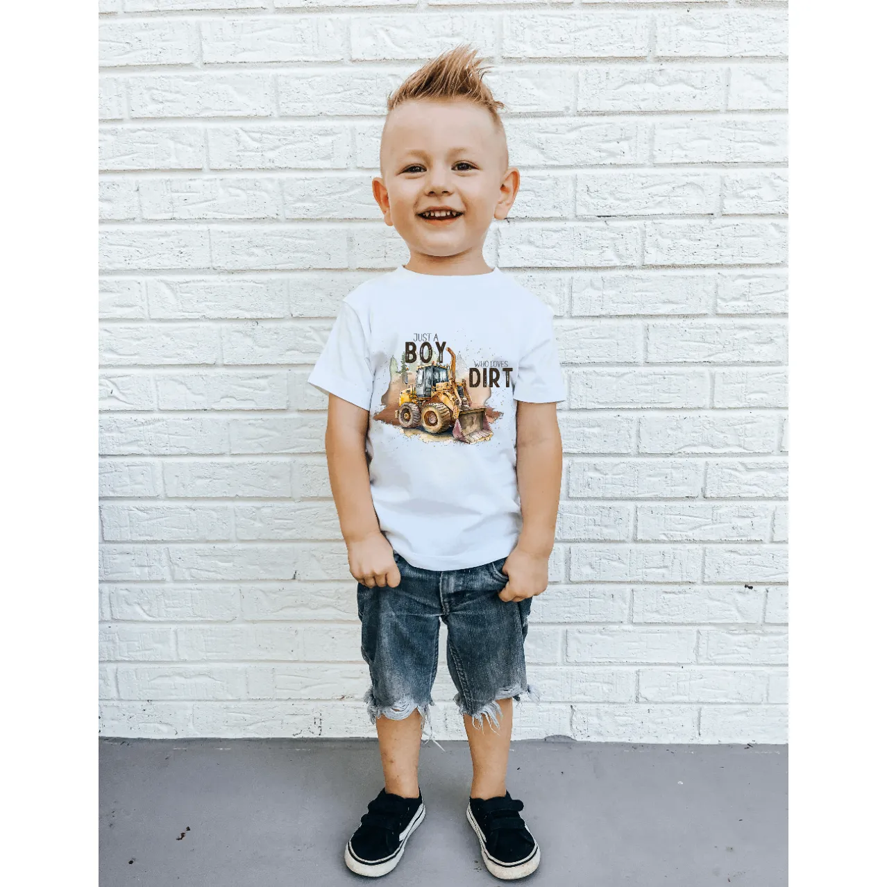 Just a Boy Who Loves Dirt Kids Tee Shirt