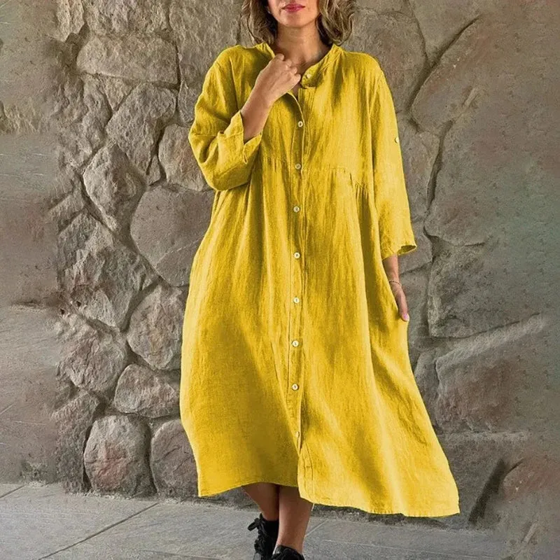 Juvylyn - Loose-fitting shirt dress in cotton linen